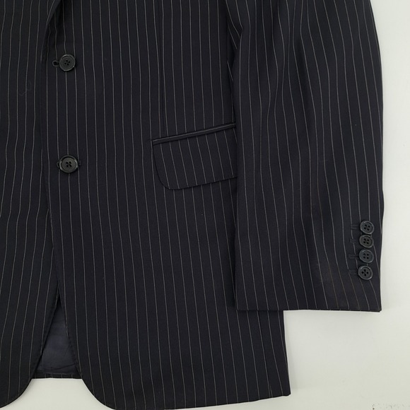 Leonard Logsdail Mens 38L Navy Blue Pinstripe 2 Piece Suit 31x31 Bespoke Style - Picture 5 of 16